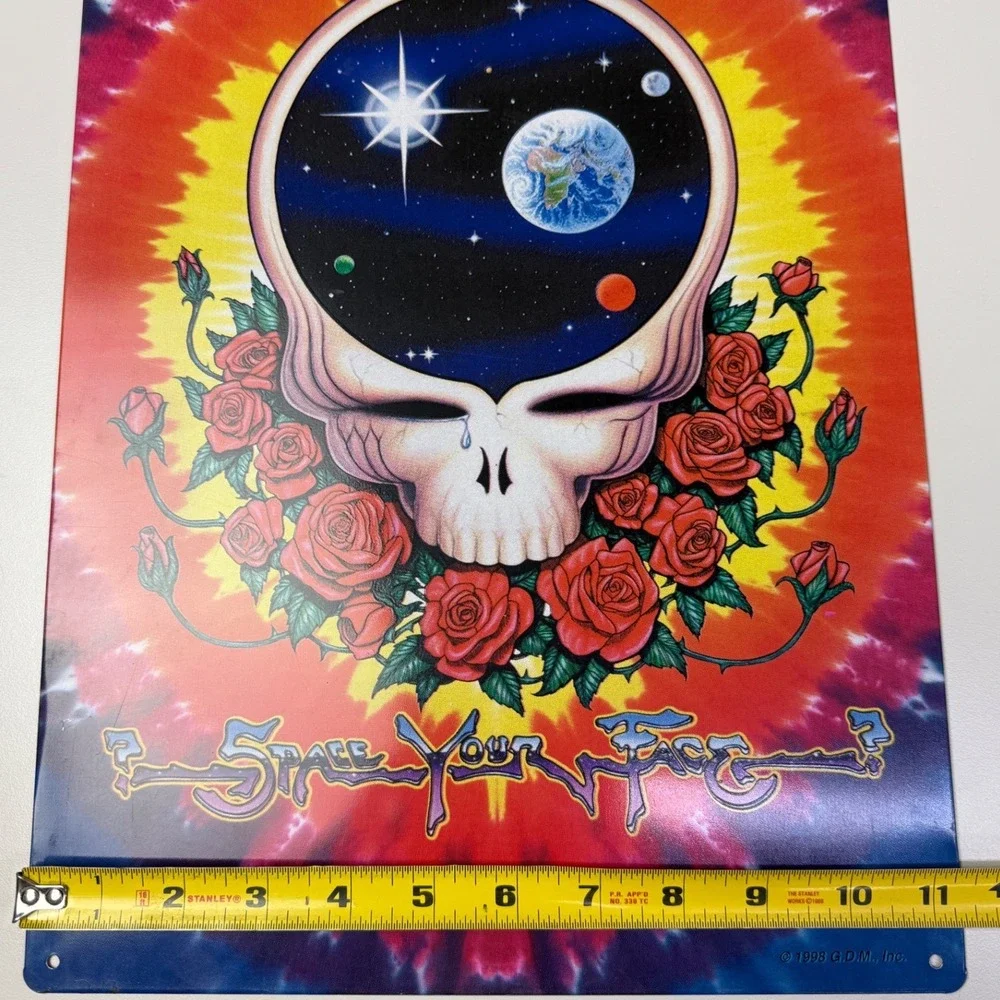 Vtg Grateful Dead Space Your Face Metal Sign 1998 Dancing‎ Bear Tie Dye Wall Art